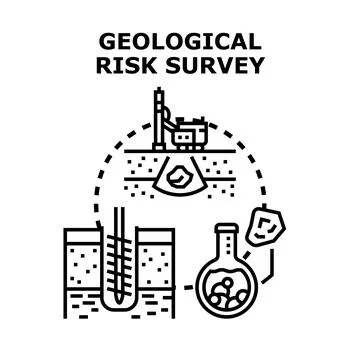 Geological risk survey examining potential earth hazards Stock Illustration