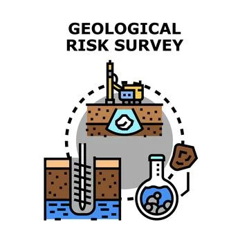 Geological risk survey examining potential earth hazards Stock Illustration