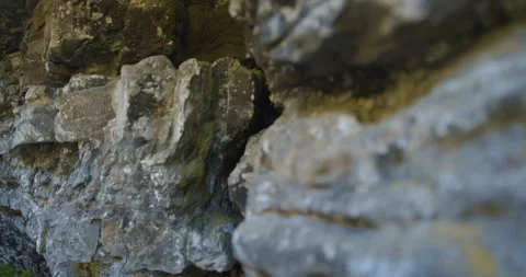 Geological rocks crack cavern /Grotte des fees /Saint-Leandre /Matane /Zoom Stock Footage 130920604