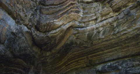 Geological rocks vaulted cavern /Grotte des fees /Saint-Leandre /Matane /Tilt up Stock Footage 130919918