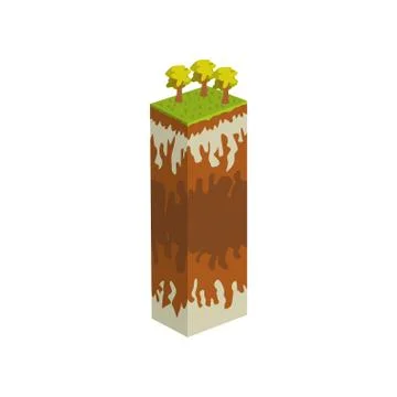 Geological section, stratigraphic column with cut of soil, grass, roots, layers Stock Illustration
