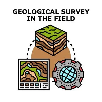 Geological survey engineering and earth field research Stock Illustration