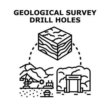 Geological survey operations mapping underground layers and mining Stock Illustration