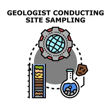 Geologist conducting site sampling analysis and research Stock Illustration
