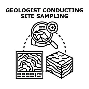 Geologist conducting site sampling and earth research Stock Illustration