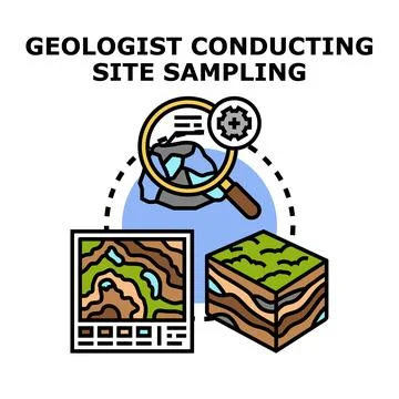 Geologist conducting site sampling and earth research Stock Illustration