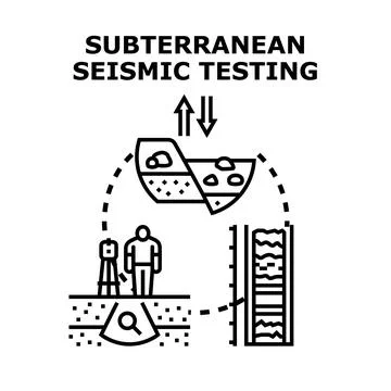 Geologist conducting subterranean seismic testing and ground core analysis Stock Illustration