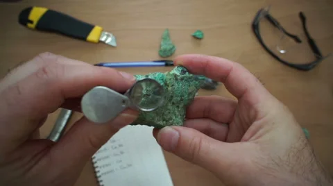 Geologist Copper Ore Perspective Through Loupe 動画素材 65314518