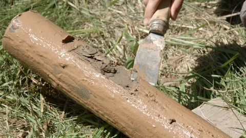Geologist preparing drill pipe to take core samples for geological survey Stock Footage 123652823