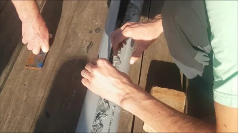 Geologist preparing drill pipe to take core samples for geological survey Stock Footage 138752398