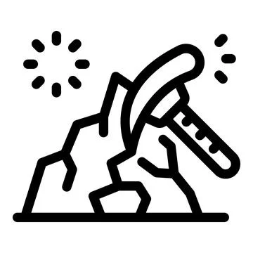 Geologist using hammer to analyze soil sample for research Illustrazione stock
