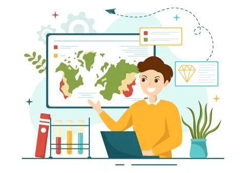Geologist Vector Illustration with Soil Analysis and Features of the Earth .. Stock Illustration