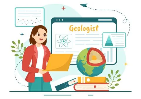Geologist Vector Illustration with Soil Analysis and Features of the Earth .. Stock Illustration