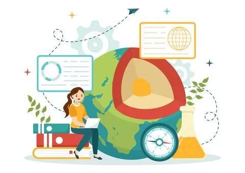 Geologist Vector Illustration with Soil Analysis and Features of the Earth .. Stock Illustration