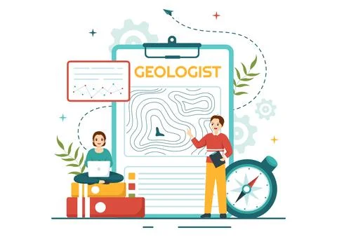 Geologist Vector Illustration with Soil Analysis and Features of the Earth .. Stock Illustration