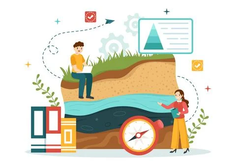 Geologist Vector Illustration with Soil Analysis and Features of the Earth .. Stock Illustration