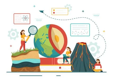 Geologist Vector Illustration with Soil Analysis and Features of the Earth .. Stock Illustration