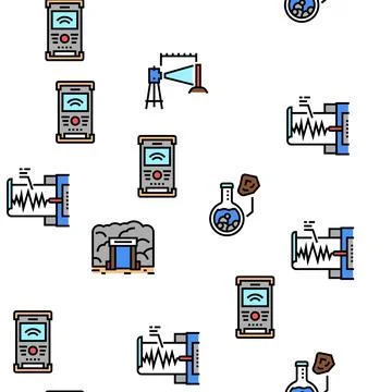 Geology Researching Vector Seamless Pattern 스톡 일러스트