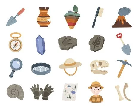 Geology set in scandinavian style Stock Illustration