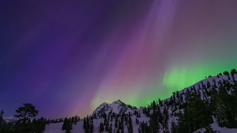 Geomagnetic Storm Illuminates Night Sky with Intense Aurora, May 2024 Stock Footage 275095386