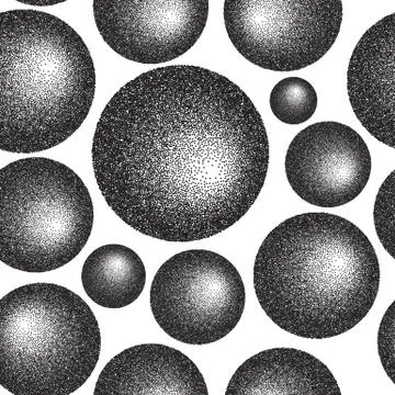 Geomertic abstract seamless pattern with black and white colors. Circles form Stock Illustration