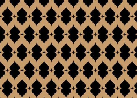Geometri pattern brown, tan background, repeating black, fourpointed star a.. 스톡 일러스트