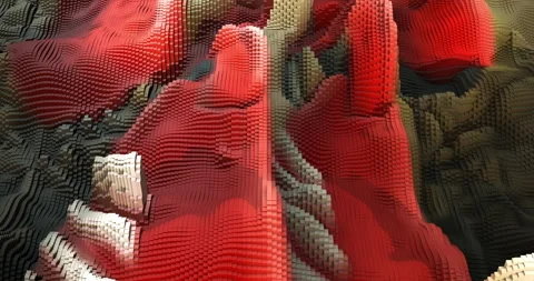 Geometric 3d background with camera moving over digital city blocks. Stock Footage 331499192