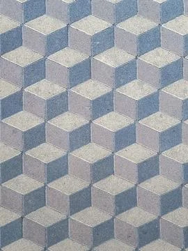 Geometric 3D cube pattern pavement tiles in blue, gray and beige colors 스톡 일러스트