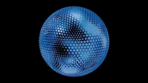 Geometric 3D Globe Animation with Blue Hex Mesh. Futuristic Hexagonal Globe. 4K Stock Footage 315497713