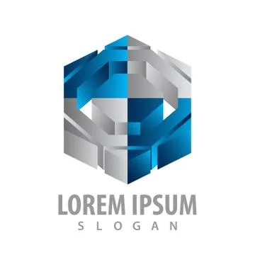 Geometric 3D hexagon logo concept design. Symbol graphic template element vec Stock Illustration