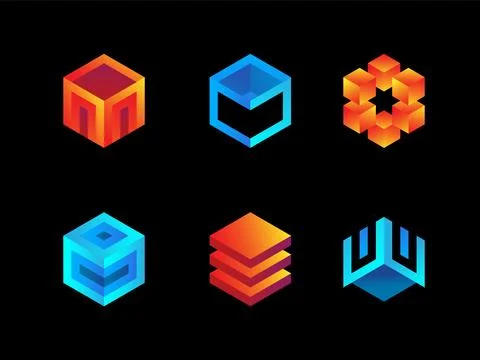 Geometric-3d-logo Stock Illustration
