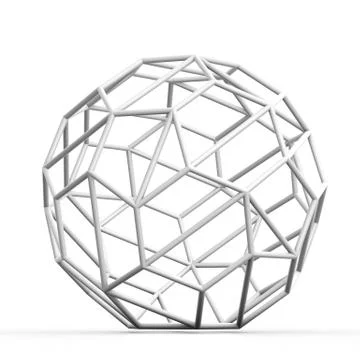 Geometric 3D object on white mathematical construction Stock Illustration