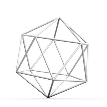 Geometric 3D object on white mathematical construction Stock Illustration