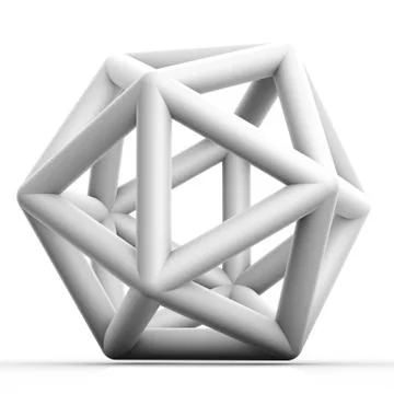 Geometric 3D object on white mathematical construction Stock Illustration
