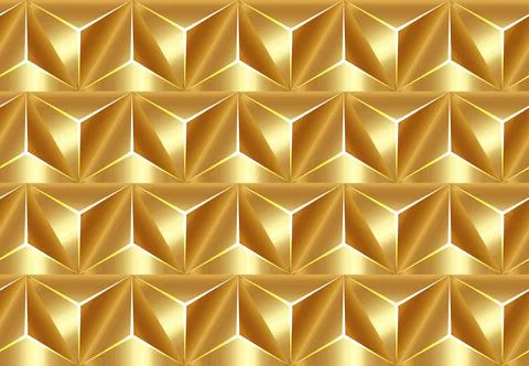 Geometric 3D Seamless Pattern Basic Shapes. Luxury Golden Background Stock Illustration