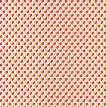 Geometric 3D seamless pattern orange cubes shapes on white background. Stock Illustration