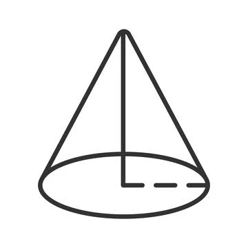 Geometric 3D shape cone icon in line design. Geometry, shape, 3d, cone Stock Illustration