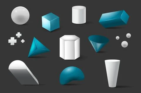Geometric 3D Shapes Set Illustrazione stock