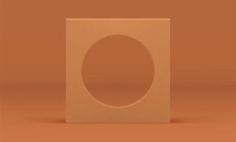 Geometric 3d wall circle hole frame basic foundation decor element realistic  Stock Illustration