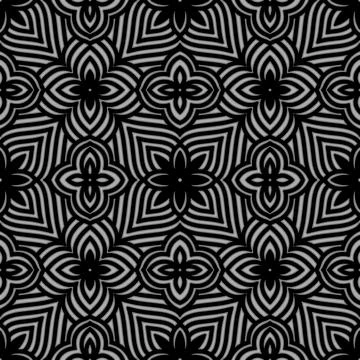 Geometric 4-Leaf Flower (Black, Gray) Stock Illustration