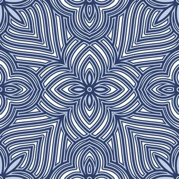 Geometric 4-Leaf Flower (Blue Palette) Illustrazione stock