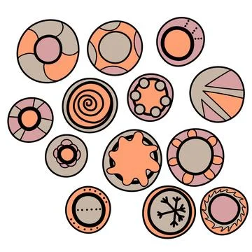 Geometric aboriginal art icon. Ethnic tribal rounded ornament. Afican Stock Illustration