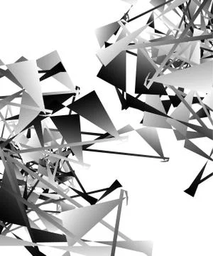 Geometric abstract art. Edgy, angular rough texture. Monochrome, black and wh Stock Illustration