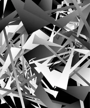 Geometric abstract art. Edgy, angular rough texture. Monochrome, black and wh Stock Illustration
