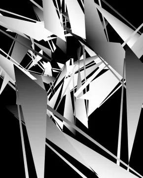 Geometric abstract art. Edgy, angular rough texture. Monochrome, black and wh Stock Illustration