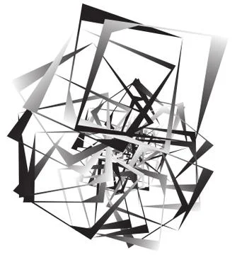 Geometric abstract art. Edgy, angular rough texture. Monochrome, black and wh Stock Illustration