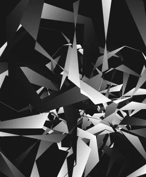 Geometric abstract art. Edgy, angular rough texture. Monochrome, black and wh Stock Illustration