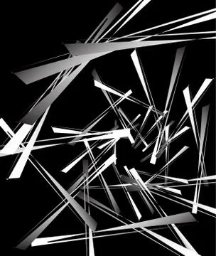 Geometric abstract art. Edgy, angular rough texture. Monochrome, black and wh Stock Illustration