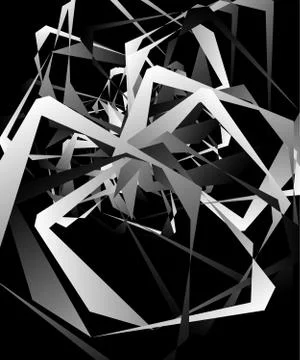 Geometric abstract art. Edgy, angular rough texture. Monochrome, black and wh Stock Illustration