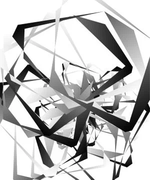 Geometric abstract art. Edgy, angular rough texture. Monochrome, black and wh 스톡 일러스트